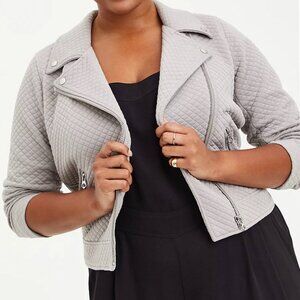 Torrid Pebble Grey Quilted Knit Moto Jacket 2X
